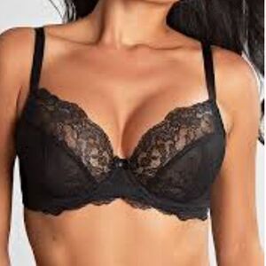 Panache Ana Plunge Bra Black Lace, Size 36E (B3)